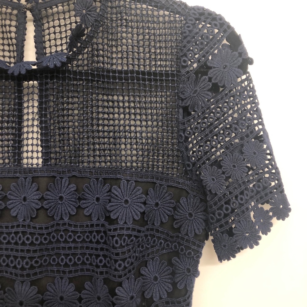 Self Portrait Navy Lace Mini Dress - Picture 3 of 11
